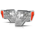 Chrome Housing Headlight & Amber Side Corner Lamps for Ford F150 (2009–2014)