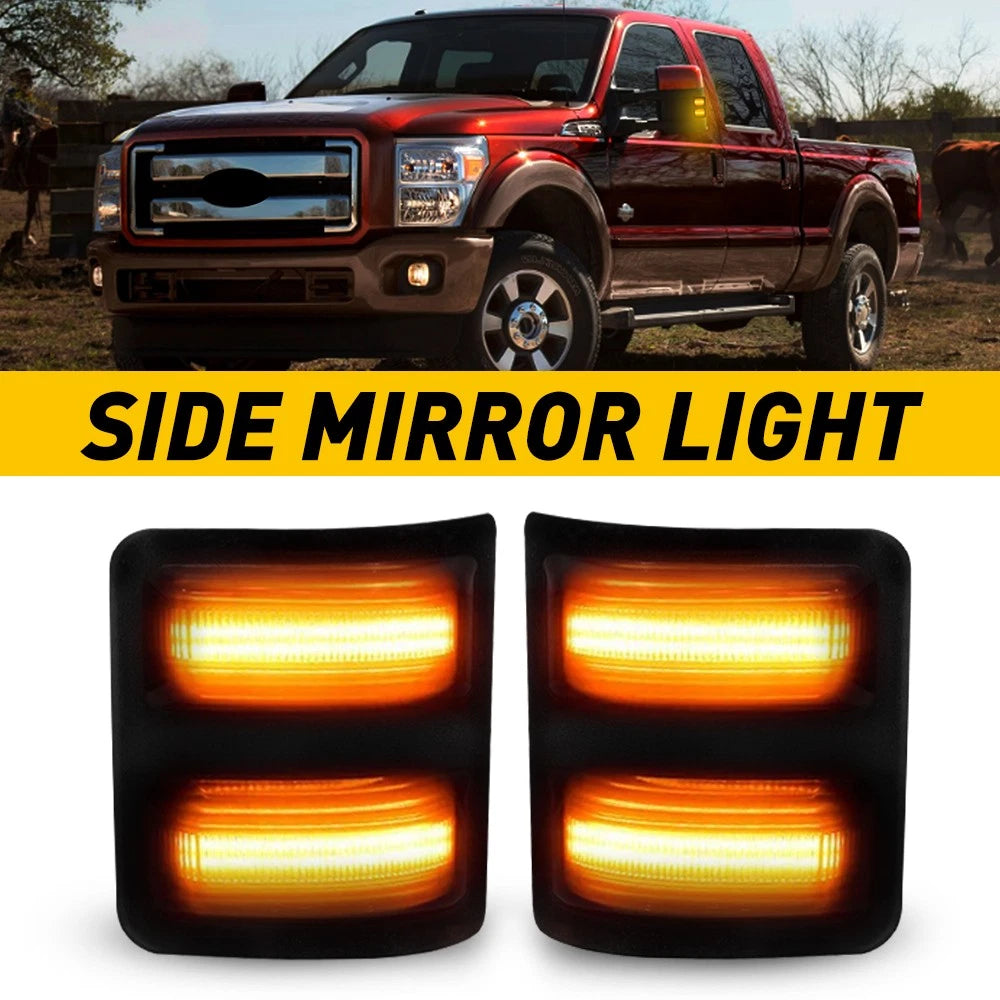Smoke Side Mirror Amber LED Signal Light for Ford Super Duty F250 F350 (2008–2016)