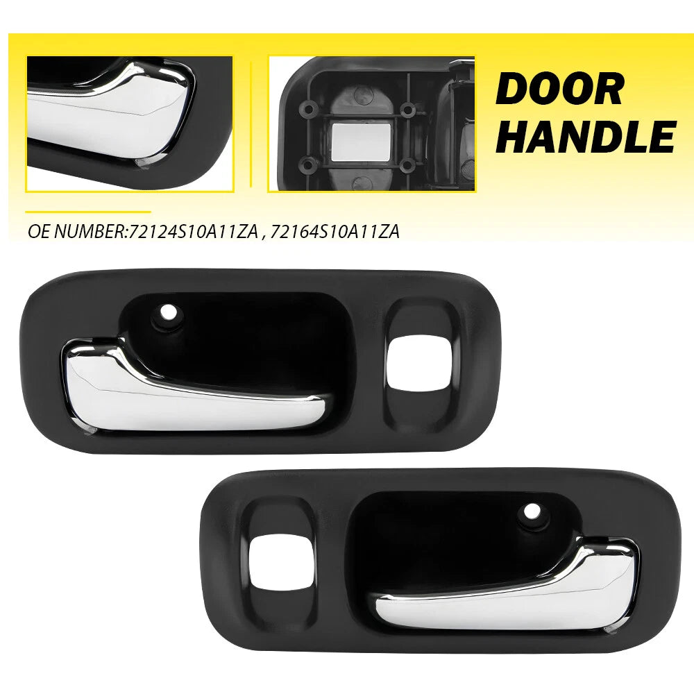2X Front Inside Door Handles Set Black Chrome for Honda CR-V (1997–2001)
