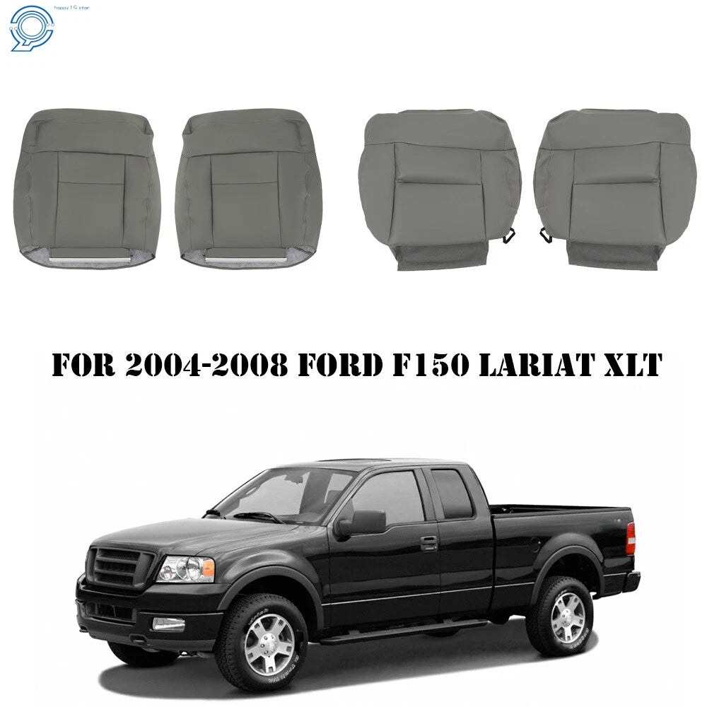 Set of 2 Leather Seat Covers for Ford F150 Lariat XLT (2004–2008) Gray