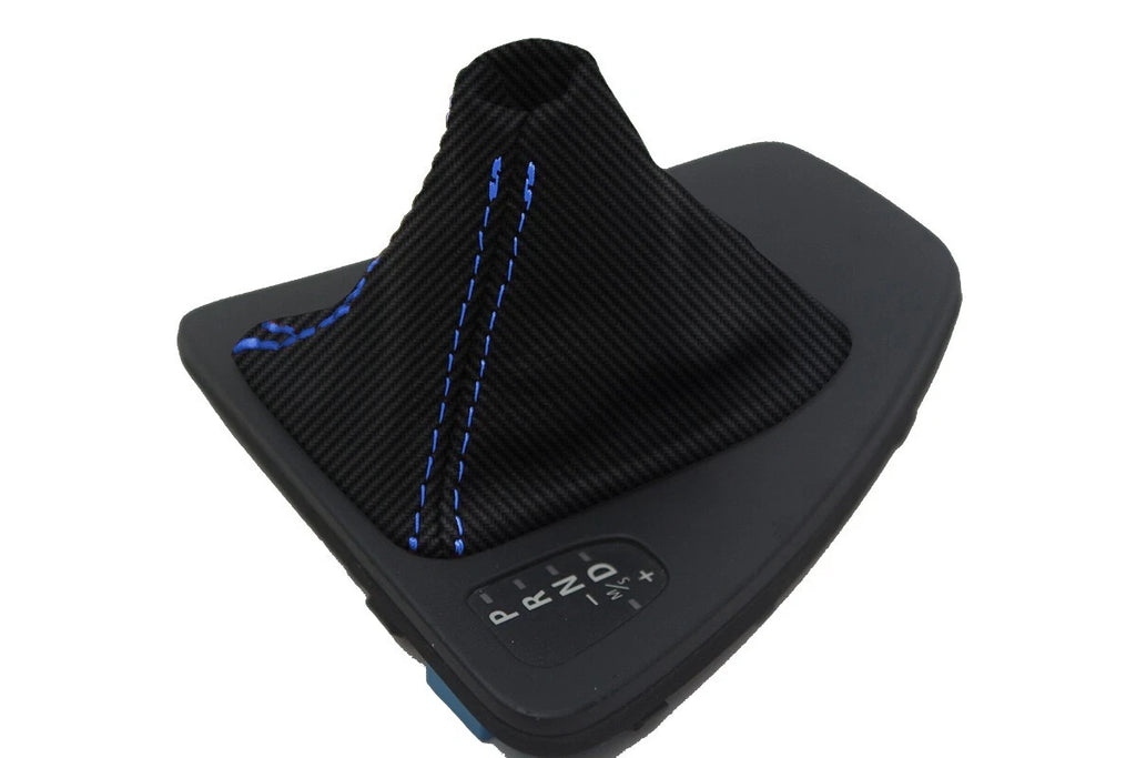 Automatic Shift Boot Cover for BMW E90 (2005–2013) Carbon Fiber Blue Stitch