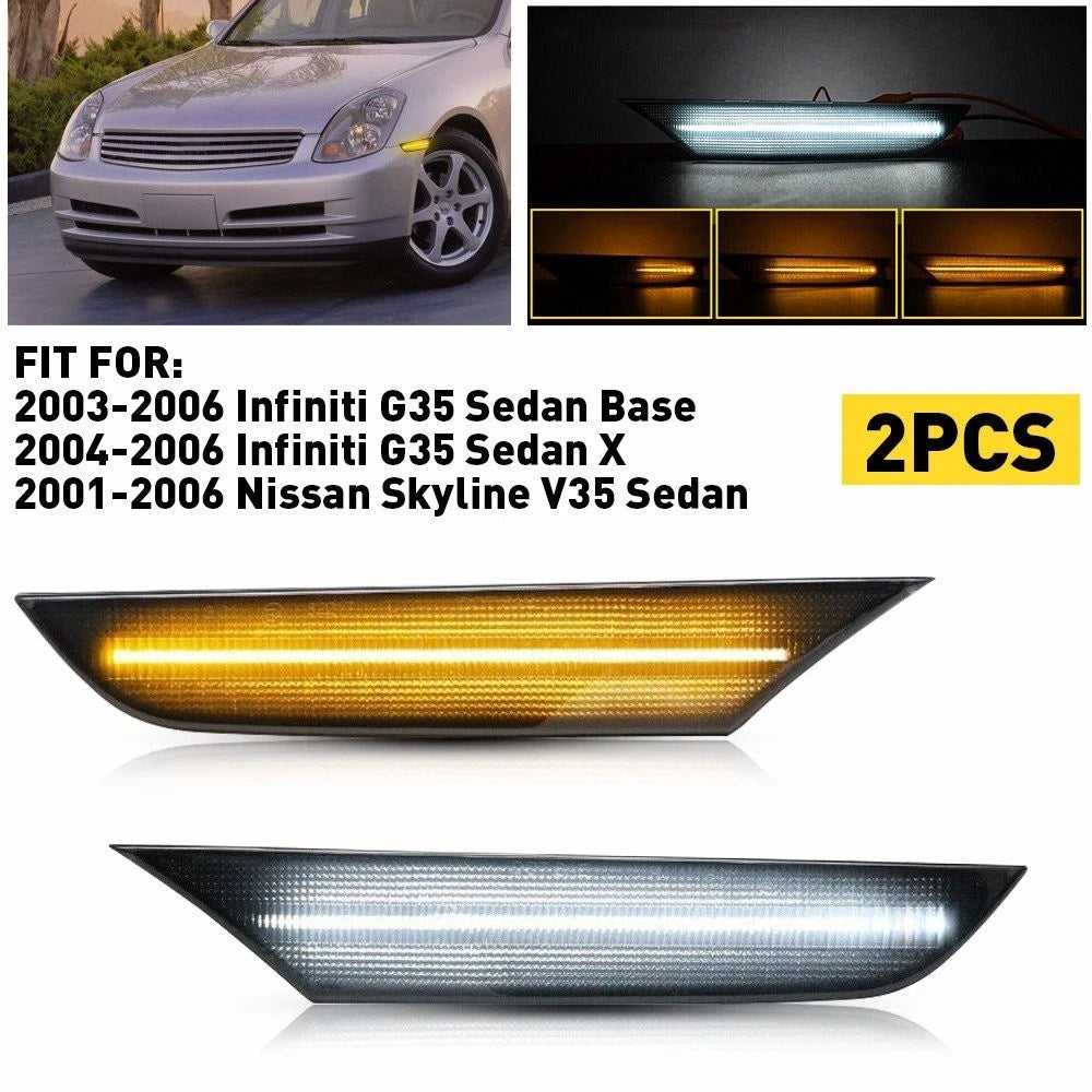 Smoke Lens LED Strip Bumper Side Marker Light for Infiniti G35 (2003–2006)