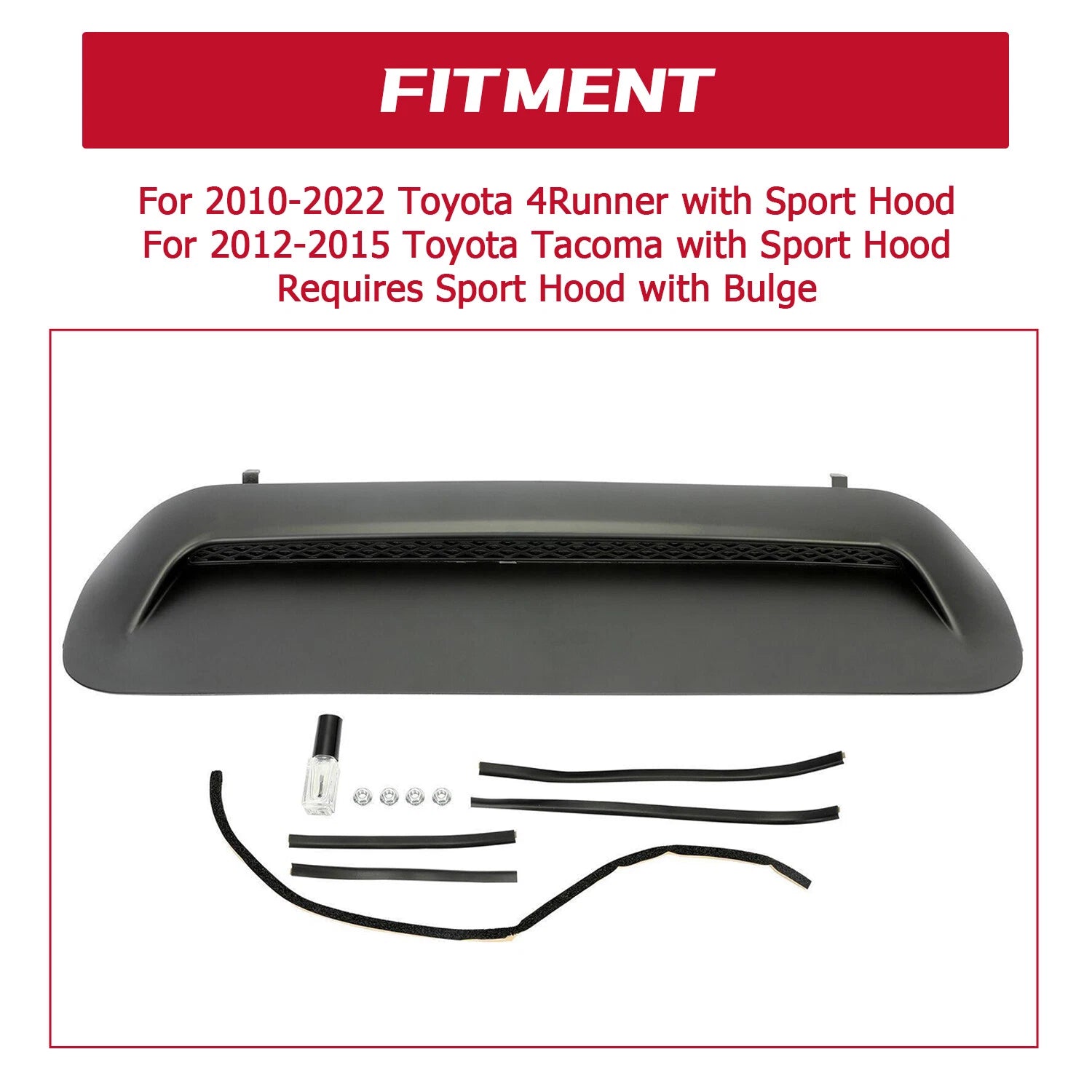 Hood Scoop Bulge Kit for Toyota 4Runner (2010–2022), Tacoma (2012–2015)