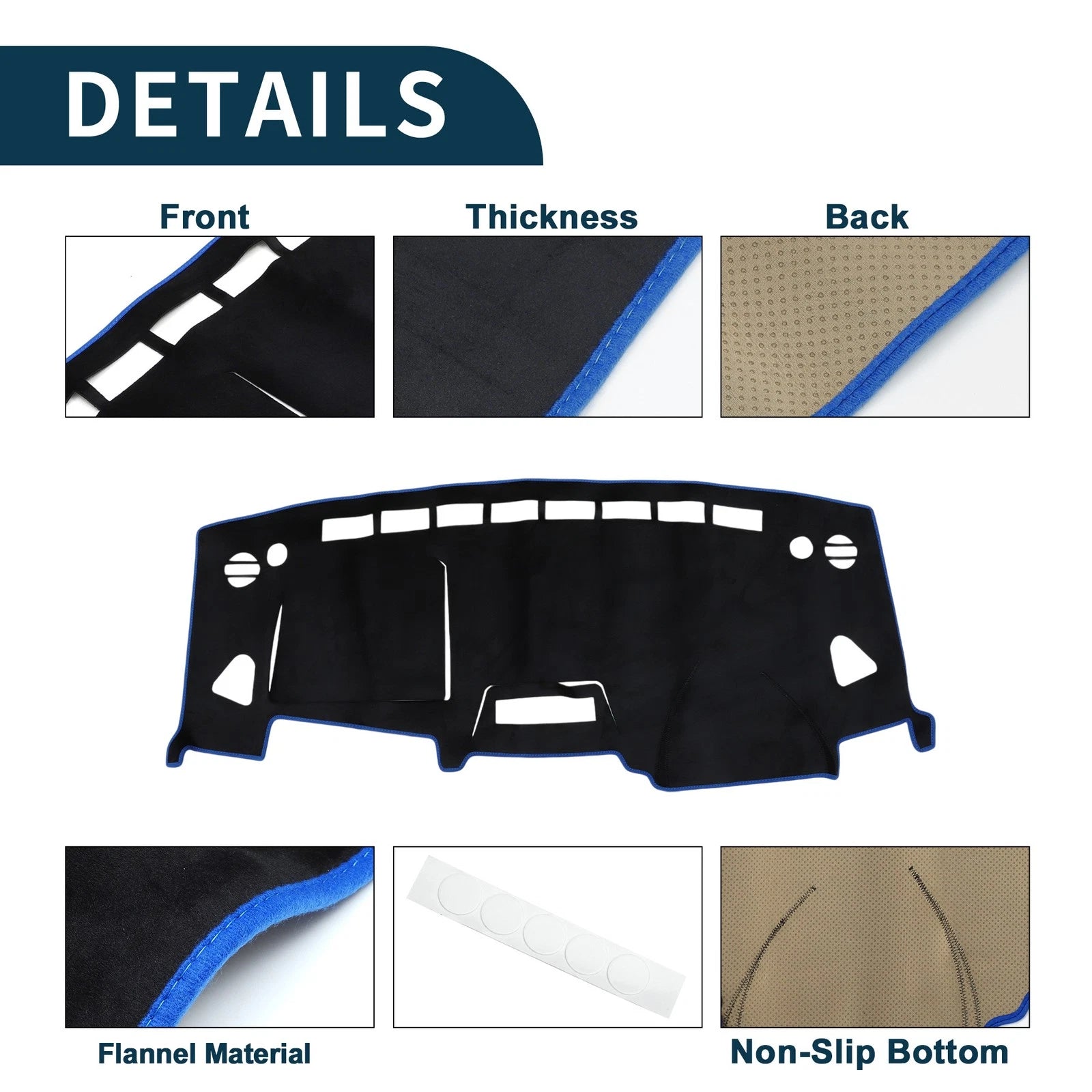 Dashboard Dash Cover Mat for Suzuki Solio MA15S (1 Set, Black Blue)