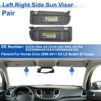 Set of 2 Sun Visors for Honda Civic (2006–2011) No. 83230-SNA-A01ZA Gray