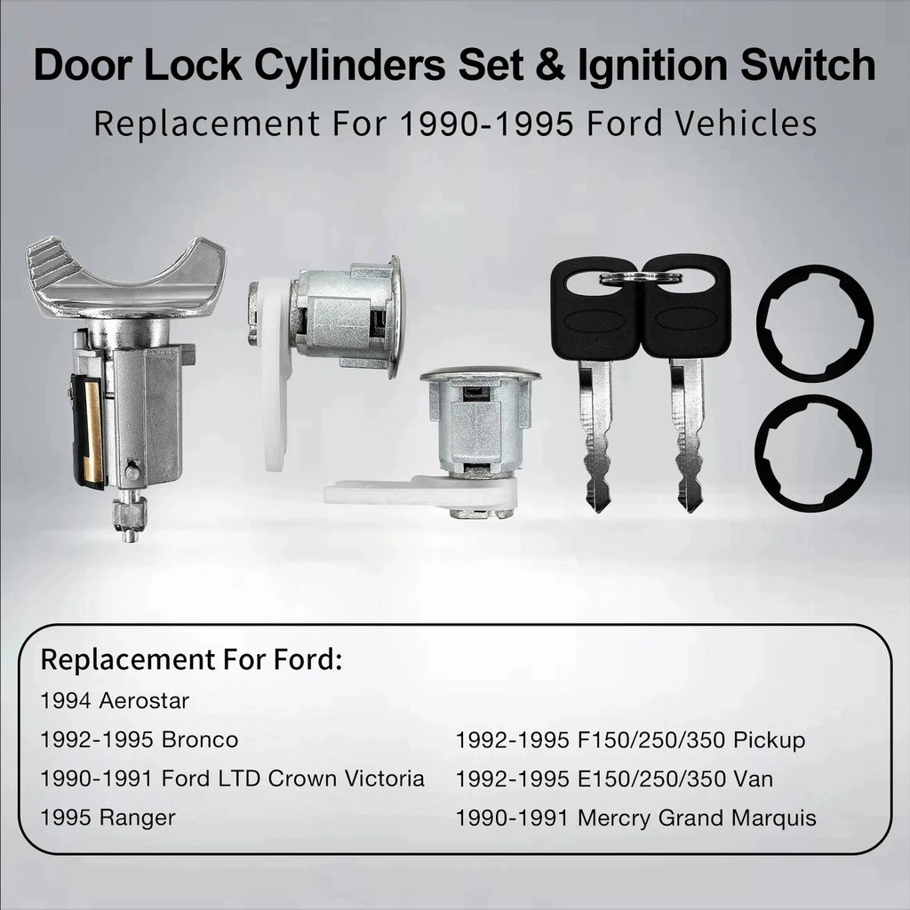 Ignition Switch & Door Lock Cylinder Set for Ford F150 F250 F350 Ranger (1990–1995)