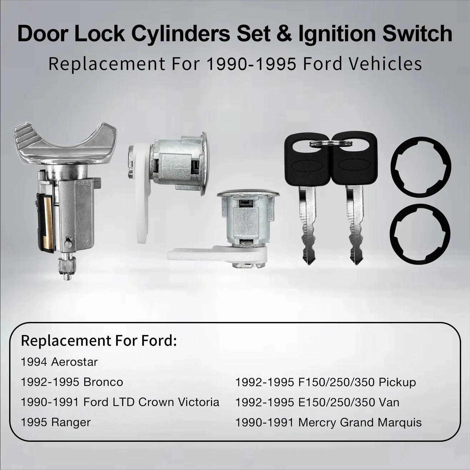 Ignition Switch & Door Lock Cylinder Set for Ford F150 F250 F350 Ranger (1990–1995)