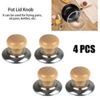 Pot Lid Knob with Wood Handle for Universal Use (2.24 x 1.54 Inch)