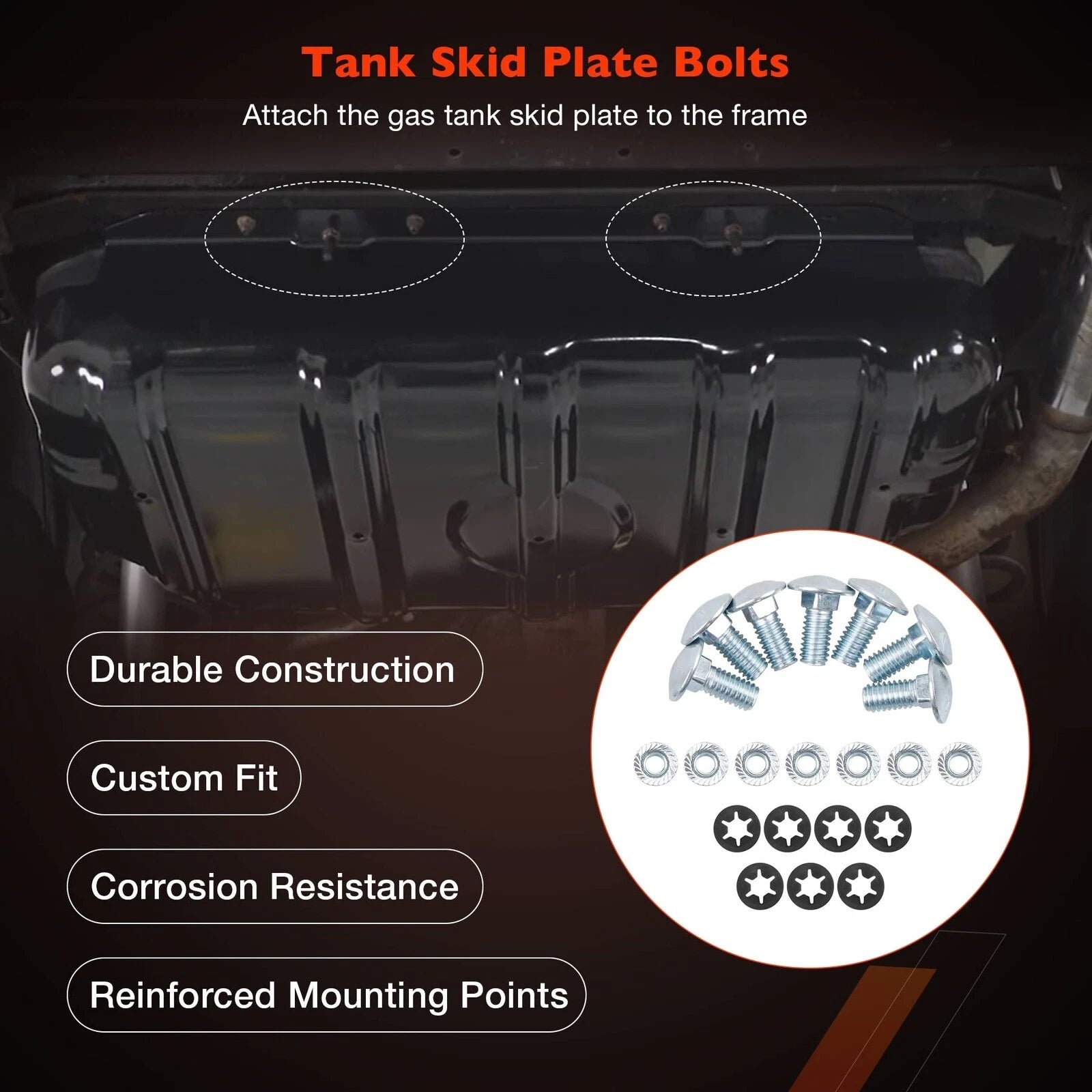 Grade 8 Gas Tank Skid Plate Bolts for Jeep Wrangler TJ LJ (1997–2006)