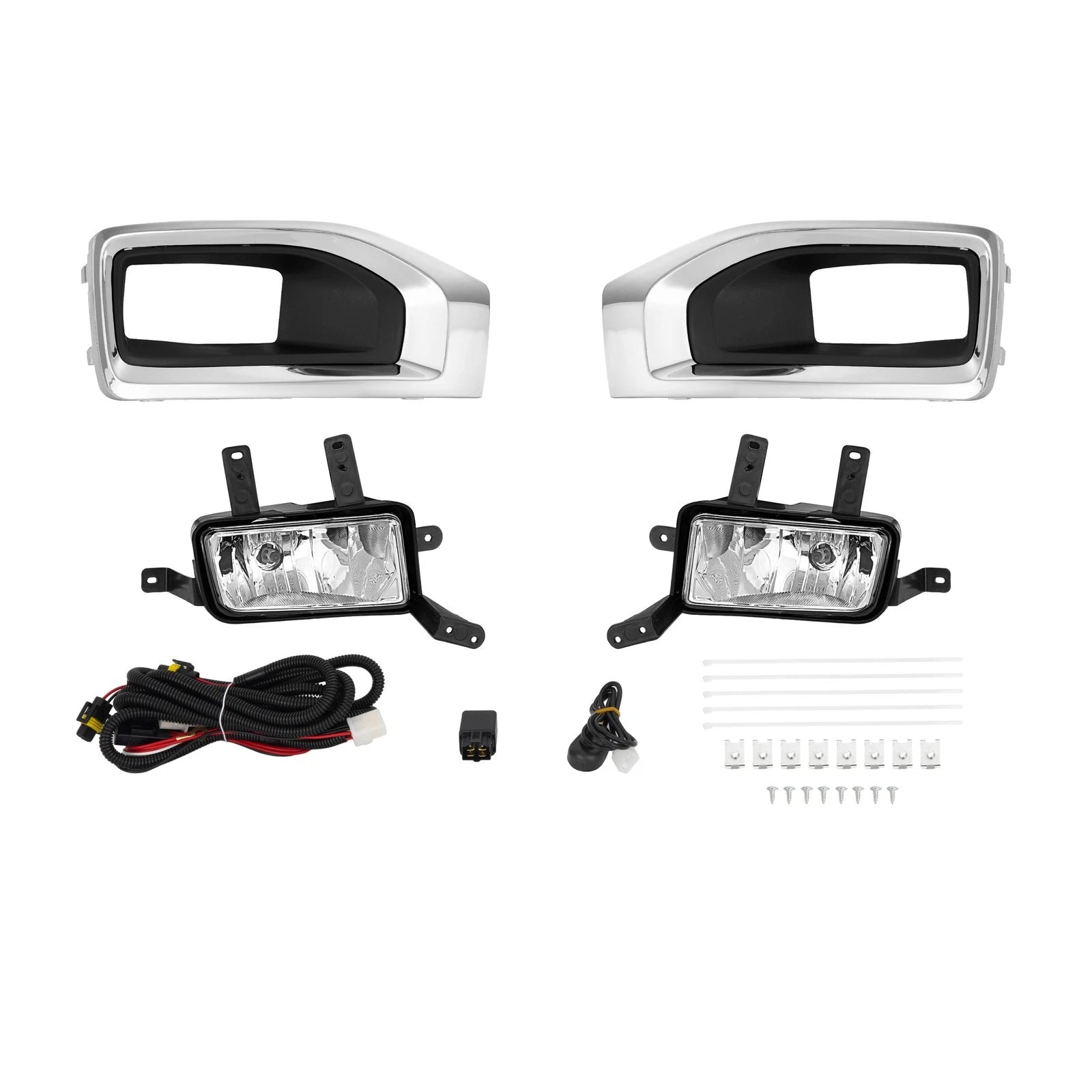 Clear Bumper Fog Lights with Bezels and Wiring for GMC Yukon XL (2015–2020)