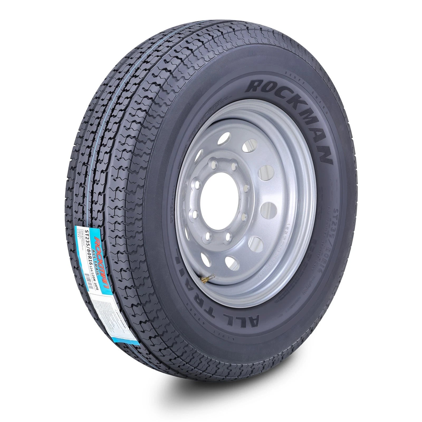 Set of 4 Trailer Tires ST235/80R16 10-Ply E 124M with Silver Mod Rim