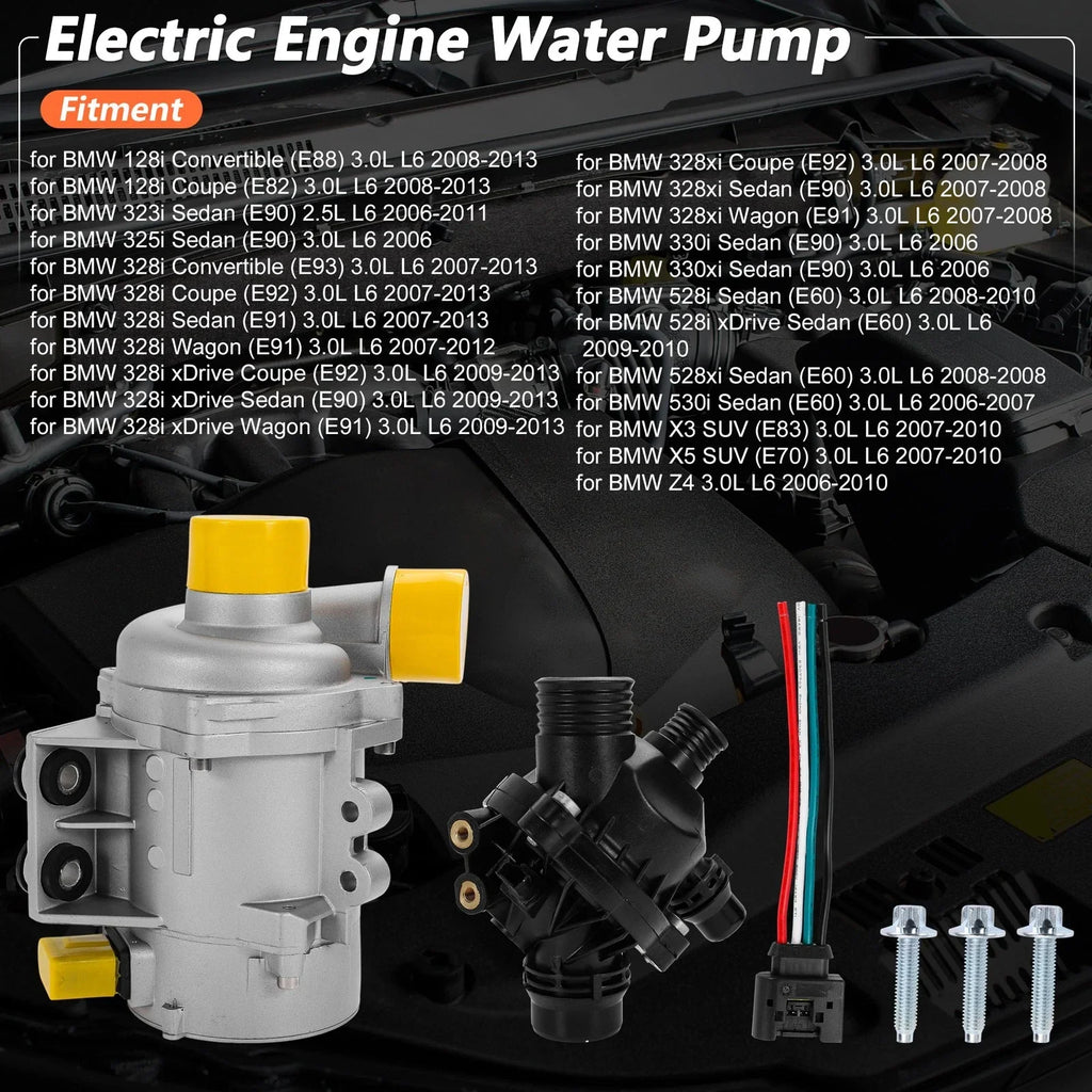 Electric Engine Water Pump 3.0L L6 for BMW 128i Convertible (E88)