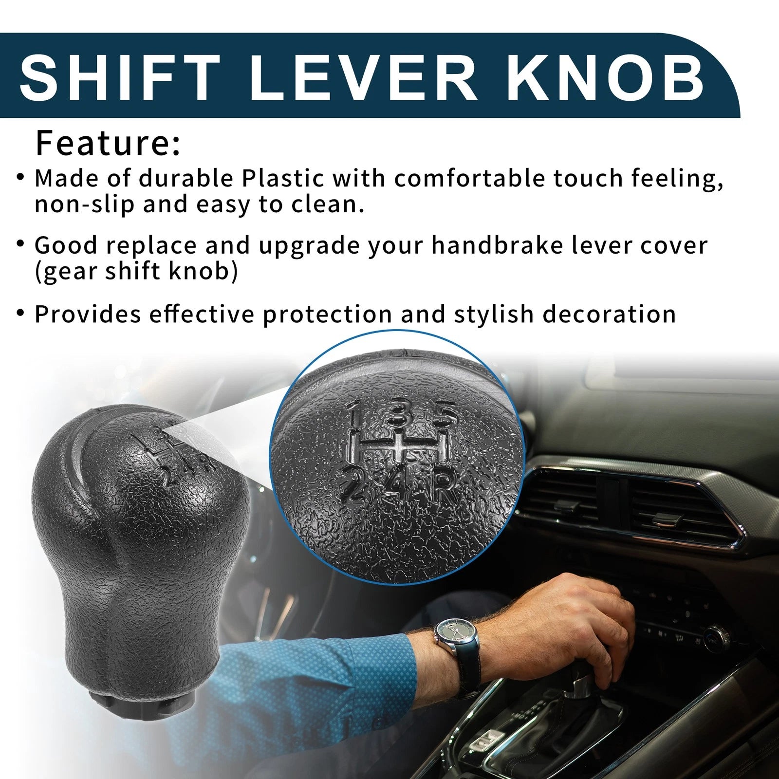 5 Speed Manual Gear Shift Knob for Toyota Hilux (2005–2023) Black Plastic