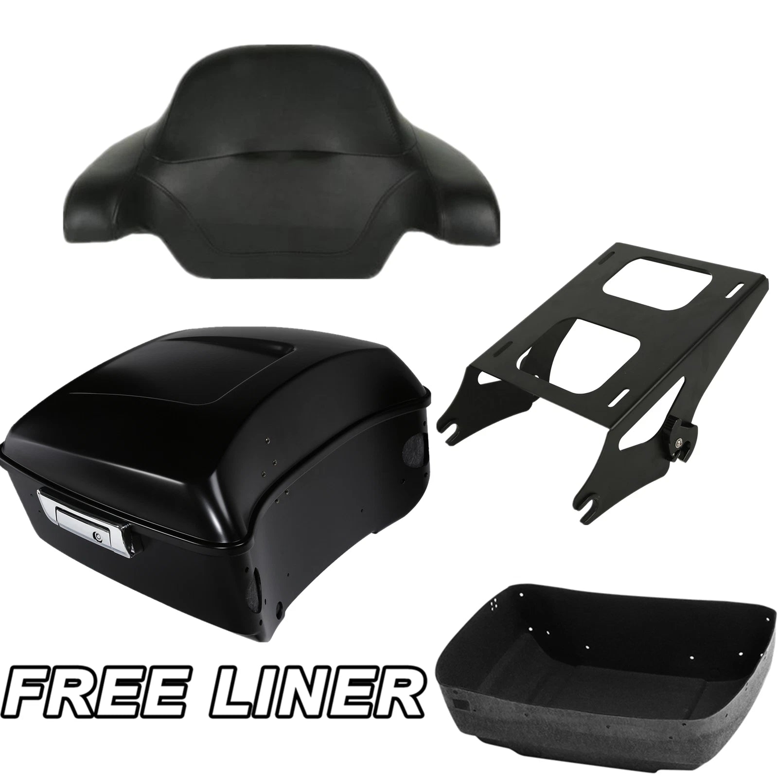 Matt Black King Tour Trunk Backrest Pad for Harley Touring (2014–2025)