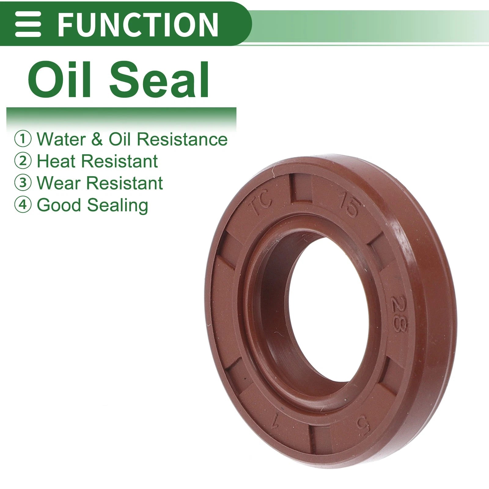 Set of 5 Oil Seal Rotary Shaft Seal FKM Rubber 15x28x5mm