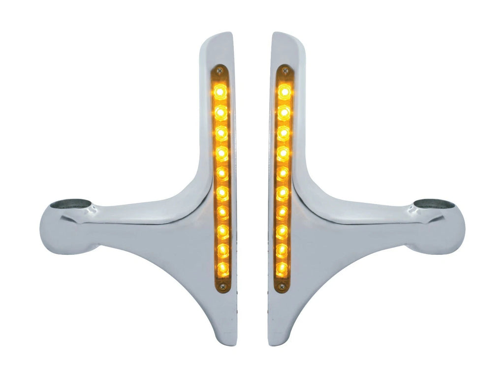 Headlight Brackets Pair for Peterbilt Hood Side L-Shaped Clear Amber LED (—)