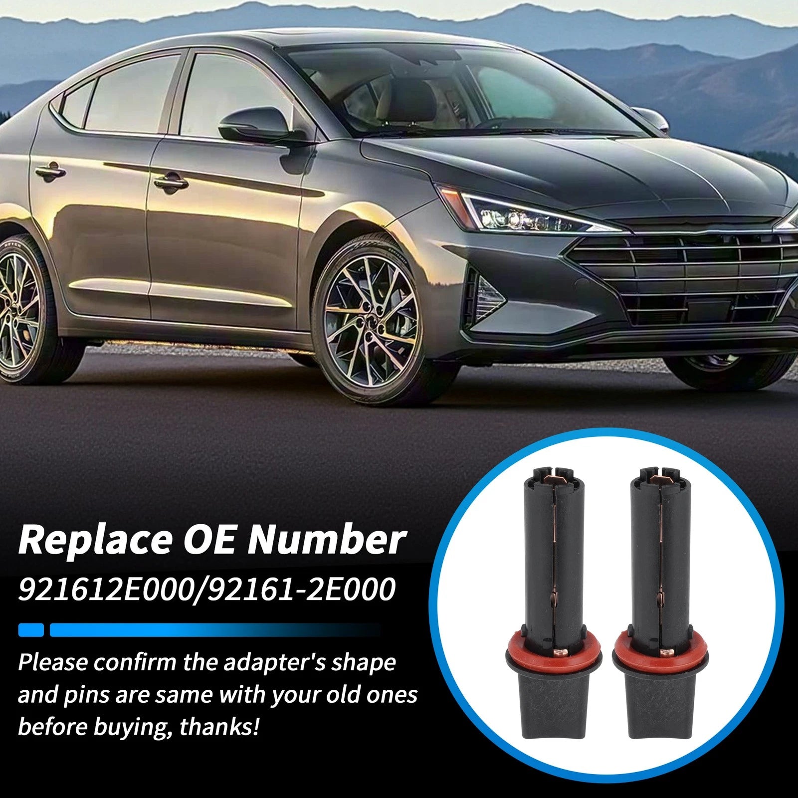 2X Headlight Side Marker Light Bulb Socket Base for Hyundai Elantra Santa Fe (2011–2018)
