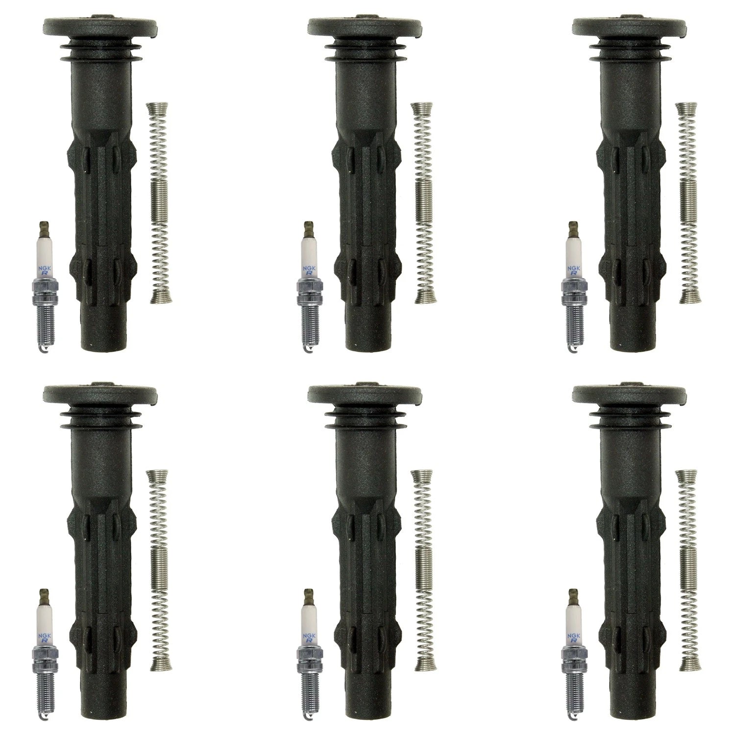 Set of 6 NGK Laser Platinum Spark Plugs & Coil Boots for W203 C350 W204 C230 C209