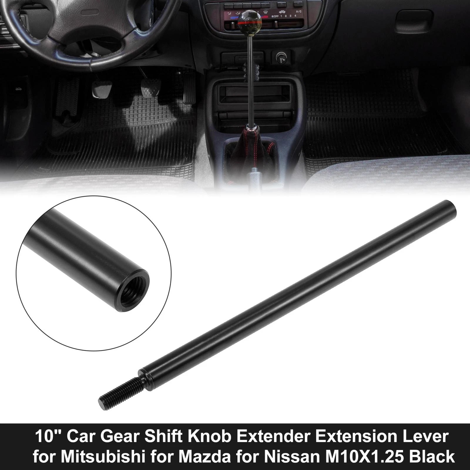 10" Gear Shift Knob Extender for Mitsubishi (M10X1.25) Black