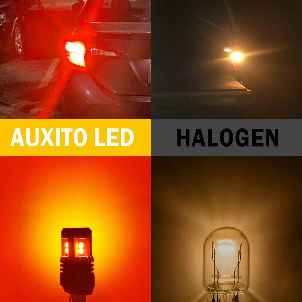 2X 7443 7440 LED Red Brake Tail Stop Light Bulbs for