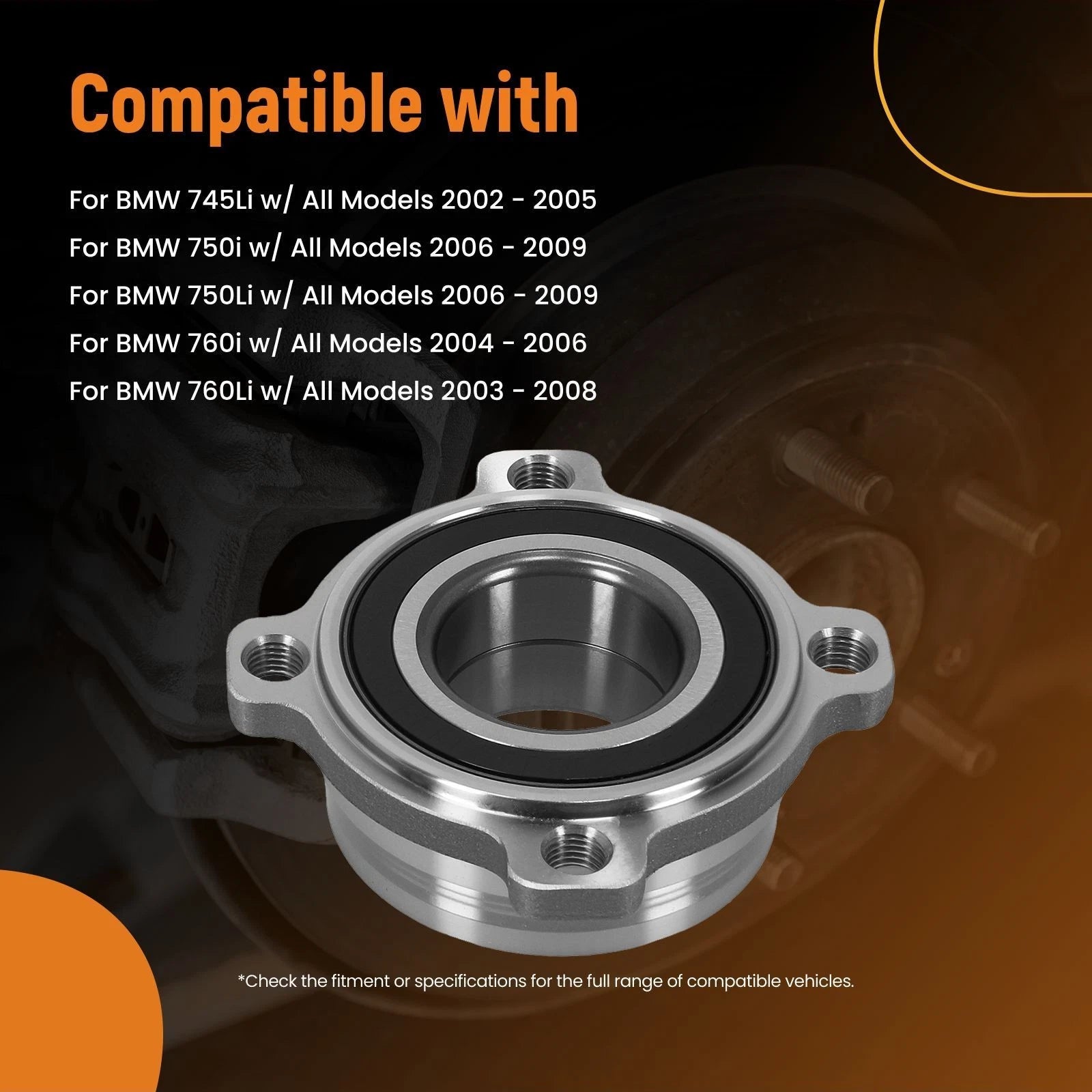Pair Rear Wheel Bearing Hub Assembly for BMW 745Li 750i 760Li (2003–2009) H512226