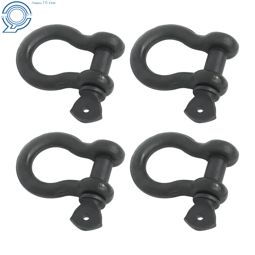 Set of 4 Bow-Shaped D Ring Shackles 3/4" Screw Pin 4.75 Ton