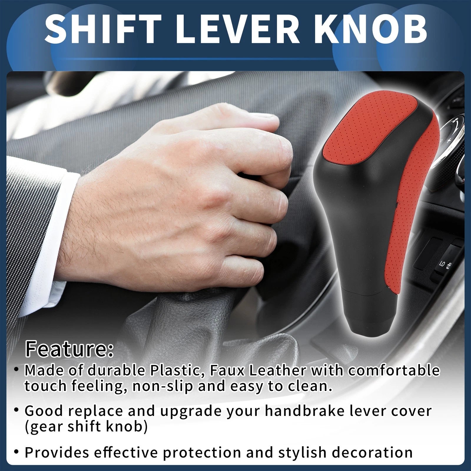 Automatic Gear Shift Knob for Toyota 4Runner (2012–2021) Faux Leather Black Red