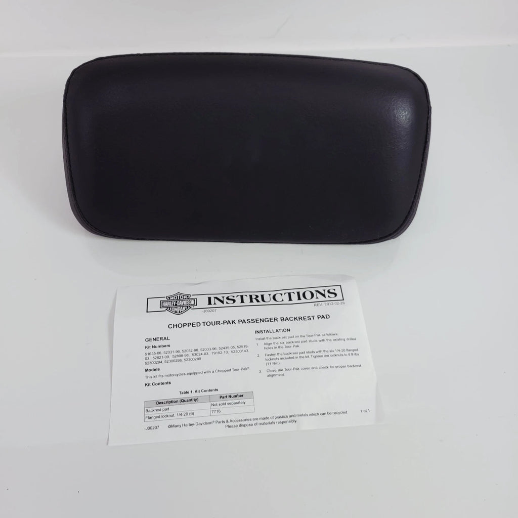 Genuine Smooth Razor-Pak Backrest Pad for Harley-Davidson Touring (1997–2013) 79192-10
