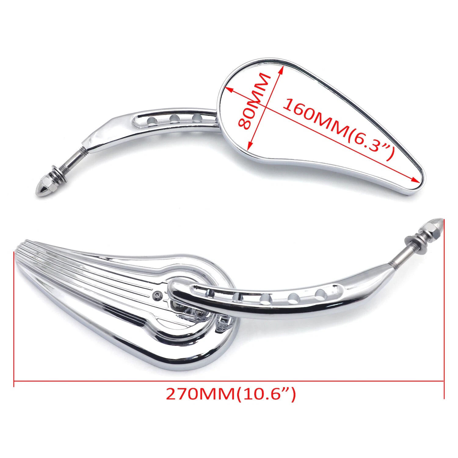 Chrome Raindrop Side Mirrors for Harley Wide Glide, Switchback, CVO, Street Glide