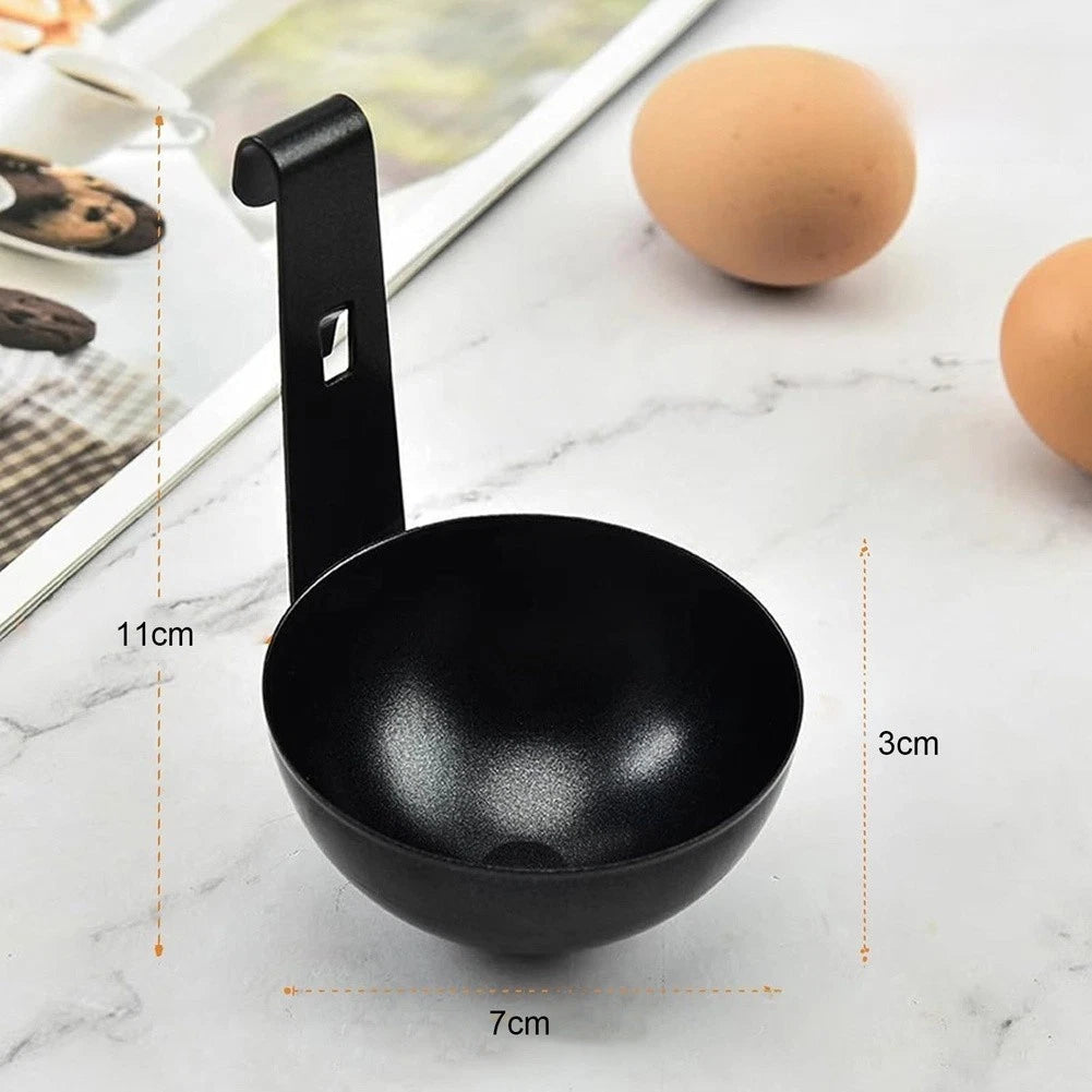 Set of 2 Black Stainless Steel Egg Poachers for Kitchen Cooking Tools