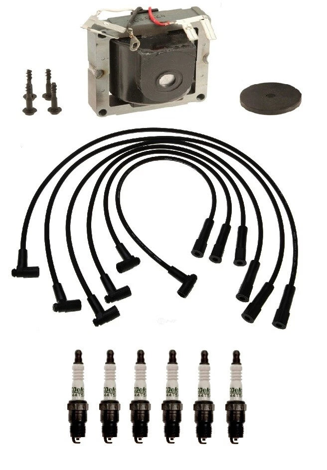 Ignition Wires & Spark Plugs Kit for Chevy Pontiac Buick V6 (1 Coil, 6 Plugs)