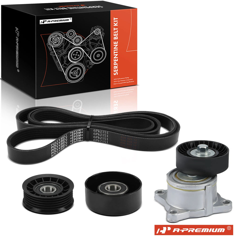 Set of 4 Serpentine Belt Drive Components for Ford Escort (2002–2003)