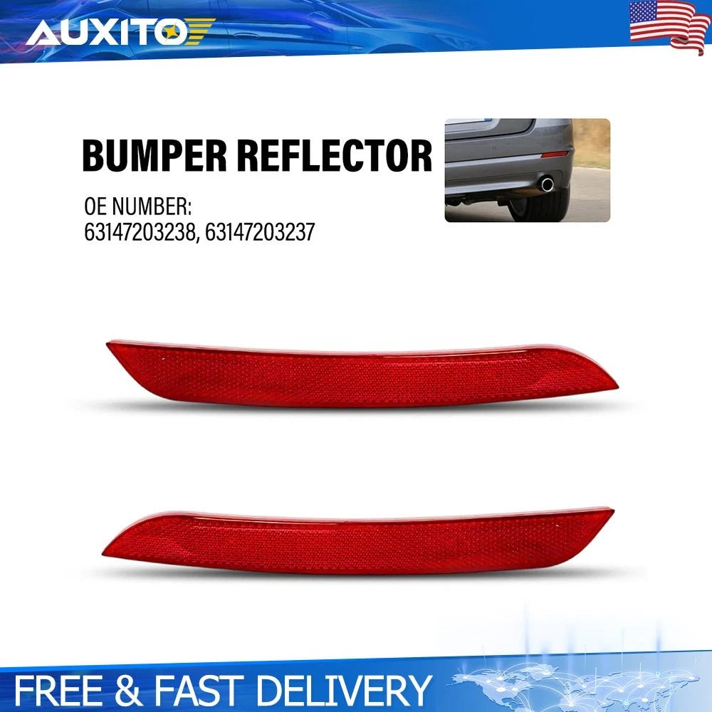 Set of 2 Rear Bumper Reflectors Red for BMW 535i xDrive 528i 550i F10 (2011–2013)
