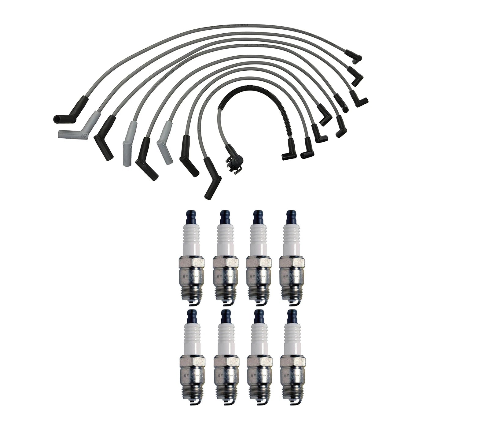 Denso 8mm Wire Set & 8 U-Groove Spark Plugs Kit for Ford 7.5 V8