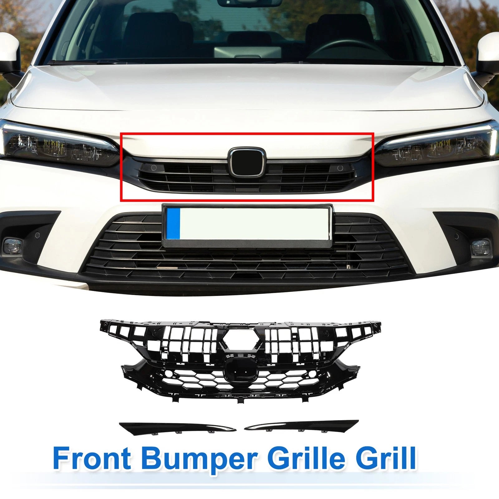Front Upper Hood Bumper Grille for Honda Civic (2016–2021) SI Style