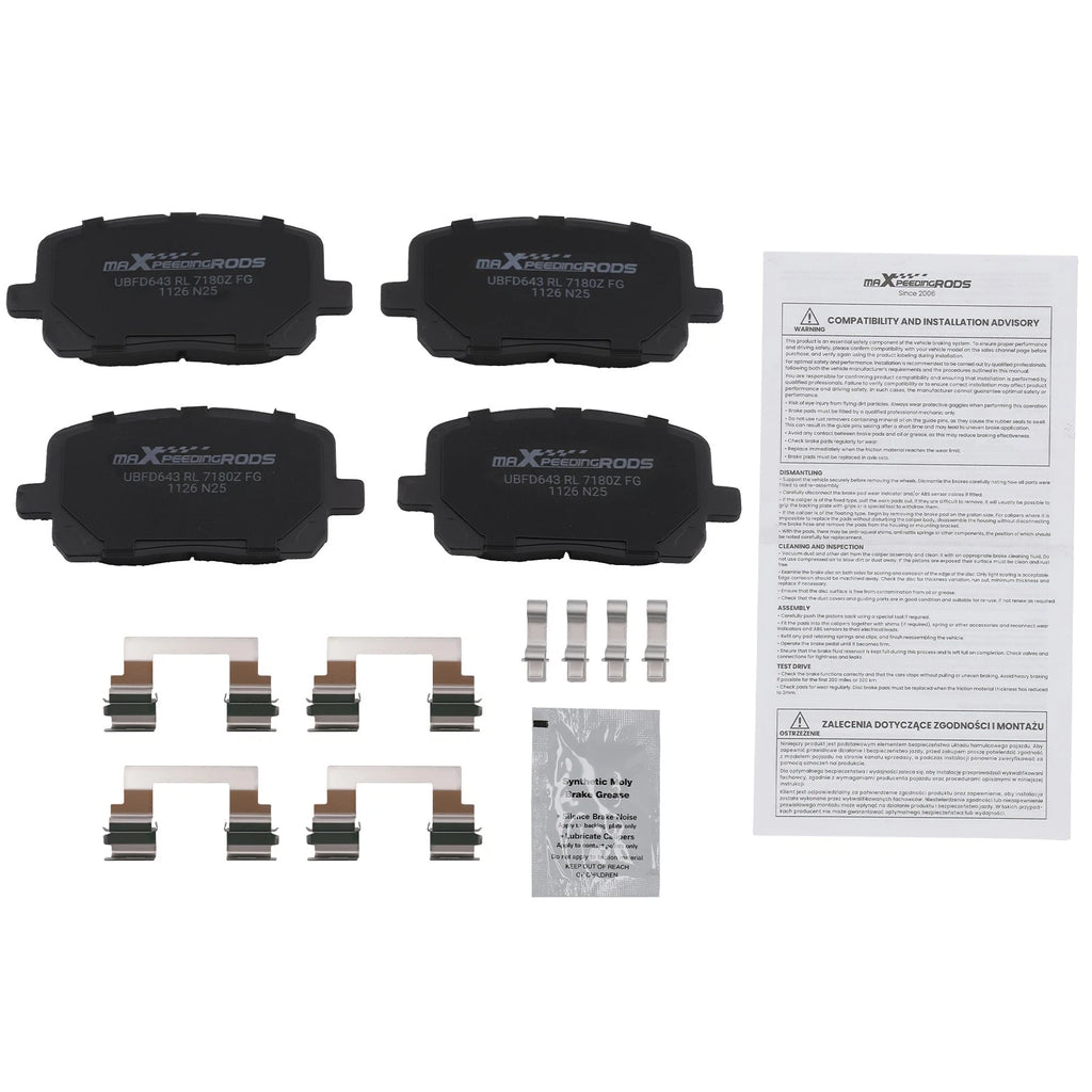 Set of 4 Front Ceramic Brake Pads for Pontiac Vibe Toyota Corolla Matrix (2003–2008)