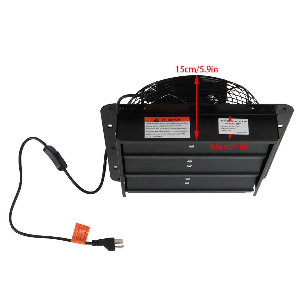 10" Wall Mounted Exhaust Fan with Insect Mesh for Home (Low Noise)