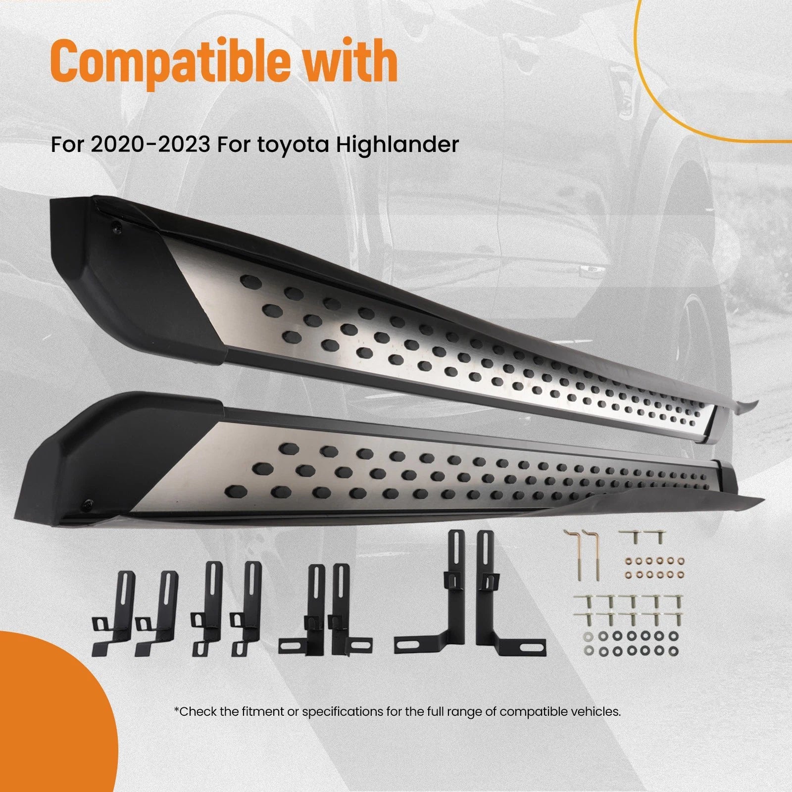 Running Board Side Step Rails for Toyota Highlander (2020–2023) Black