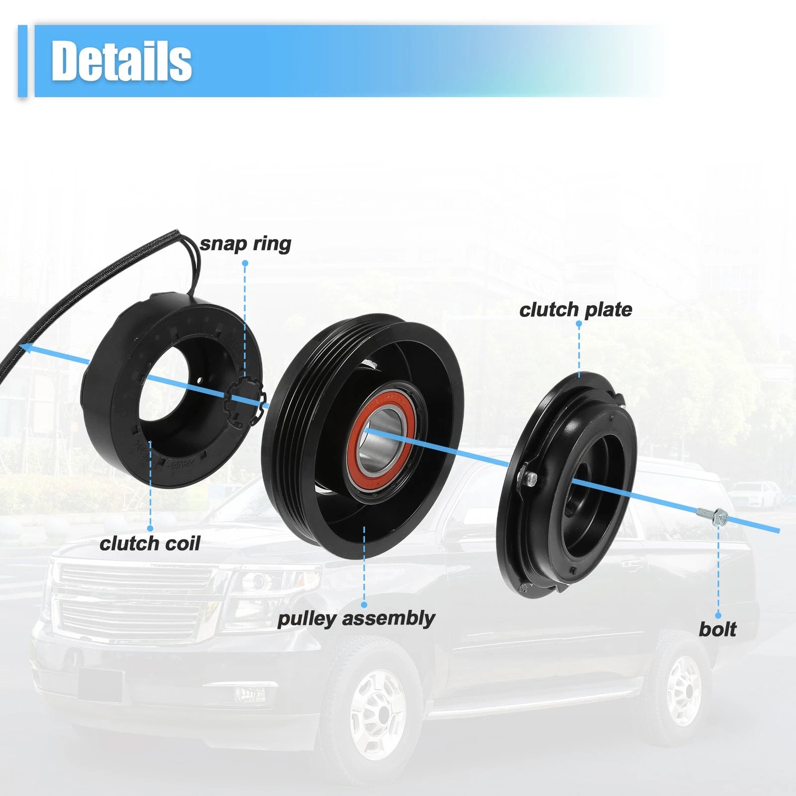 Set of 1 AC Compressor Clutch for Chevrolet Suburban 1500 (2000–2014)