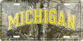 Camo License Plate for Michigan Wolverines Car Truck (University)