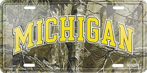 Camo License Plate for Michigan Wolverines Car Truck (University)