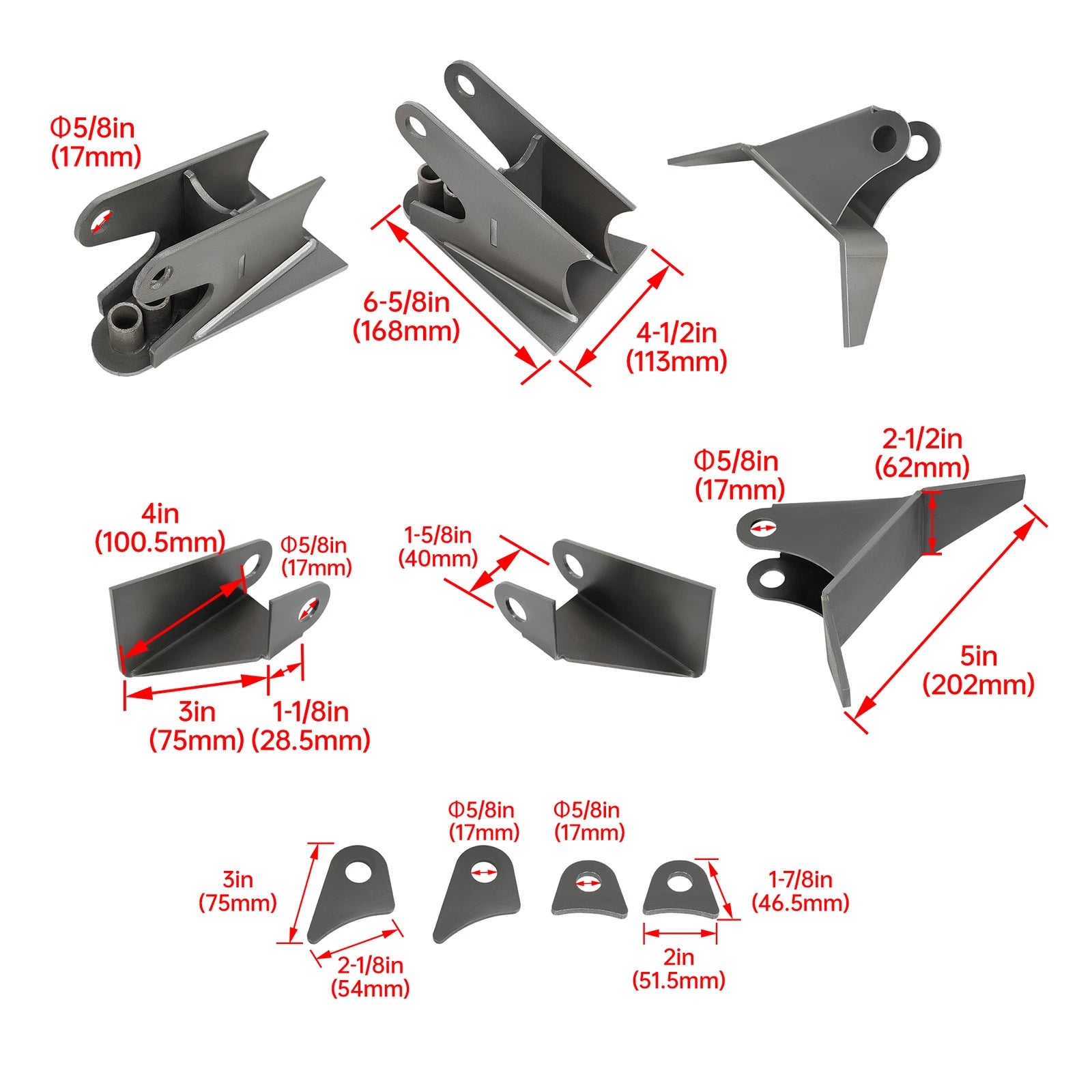3.25” Axle Weld On Air Ride Suspension Triangulated 4 Link Brackets