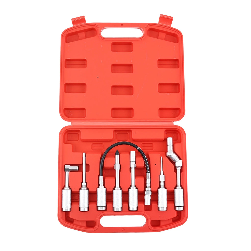 7pc Grease Gun Kit for Auto with 360° & 90° Fittings