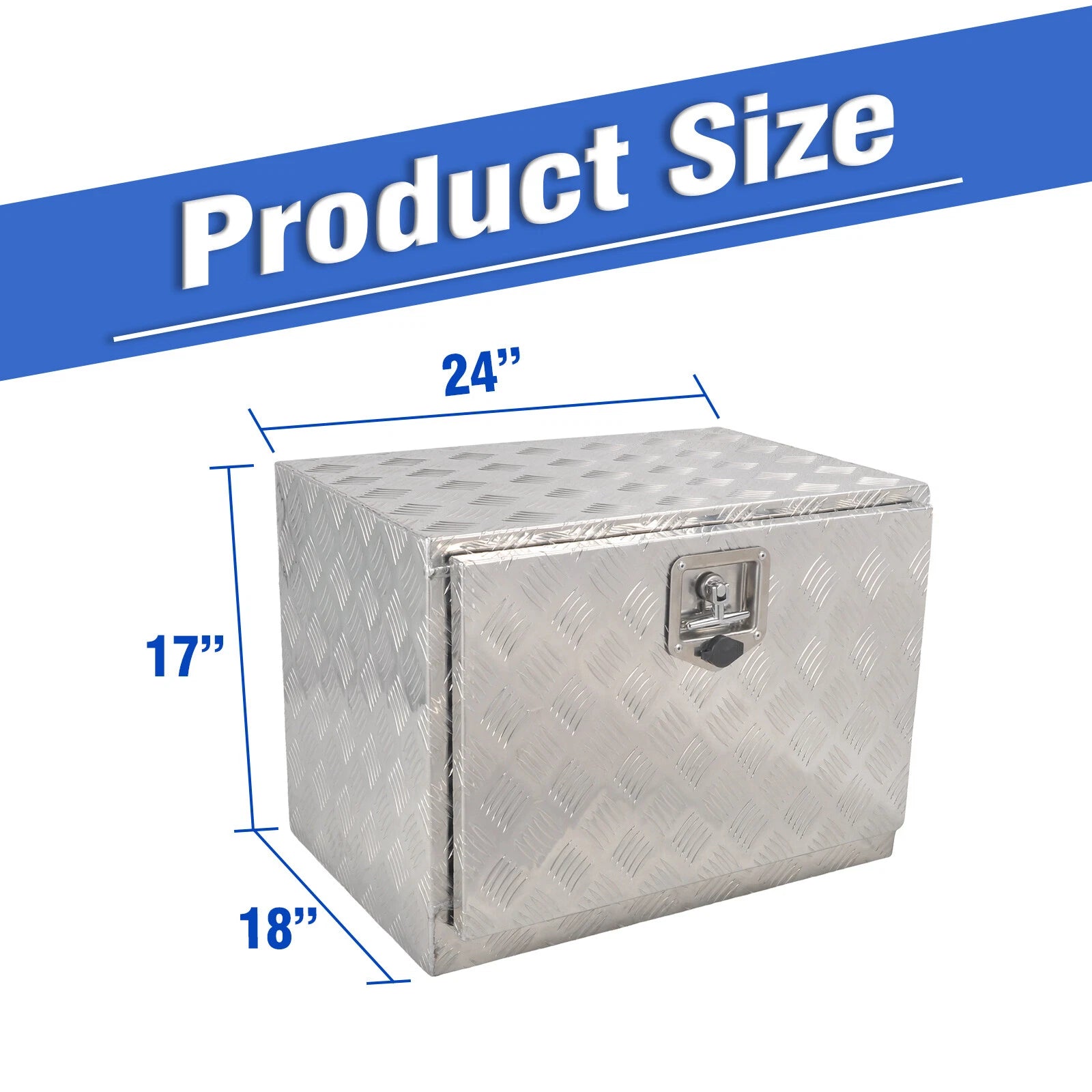 24'' Aluminum Underbody Tool Box for Truck Trailer RV (Lock, Silver)