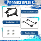 Set of 4 Front Lower Control Arms Sway Bars Ball Joints for Ford Focus (2006–2011)