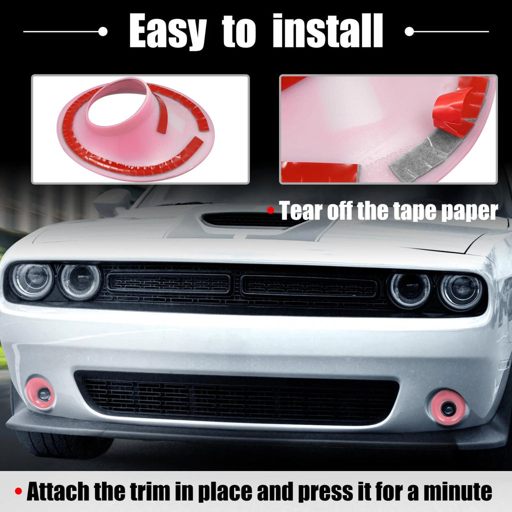 2pcs ABS Front Foglight Covers Trim for Dodge Challenger (2015–2020) Pink
