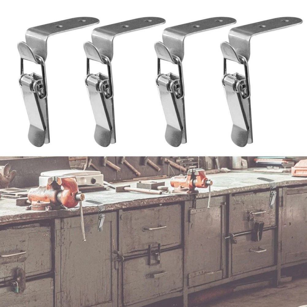 Set of 4 Industrial 90 Degree Hook Latch Carbon Steel for Equipment Fastening