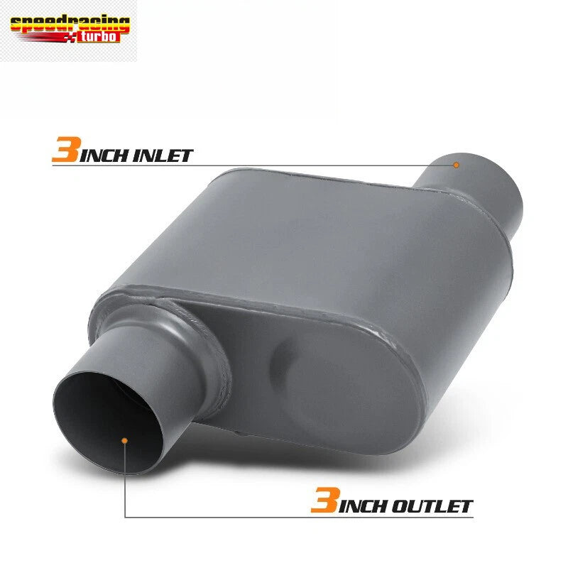 2Pcs 3" Inlet/Outlet Race Performance Chambered Exhaust Muffler for