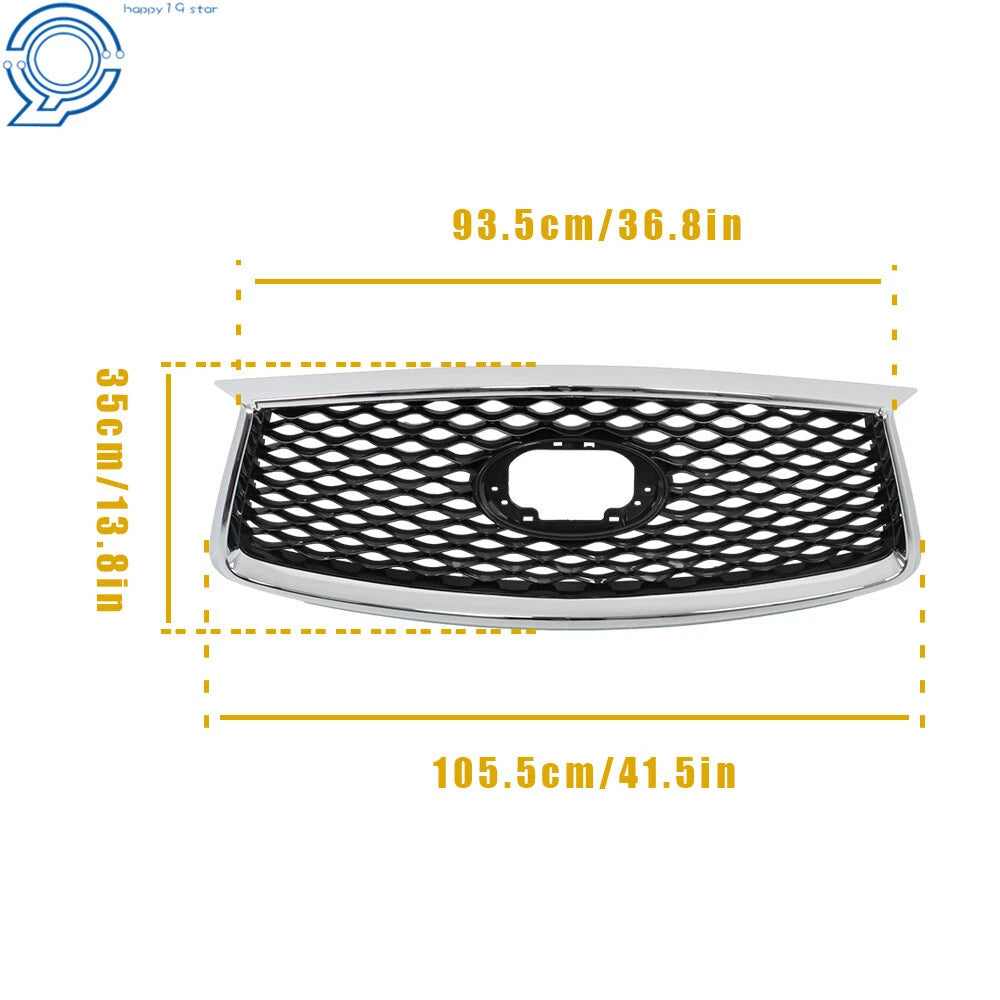 Chrome Black Front Upper Grille for Infiniti QX50 (2019-2023)