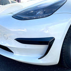 Black Front Bumper Side C Canards Covers Trim for Tesla Model 3 (2017–2023)